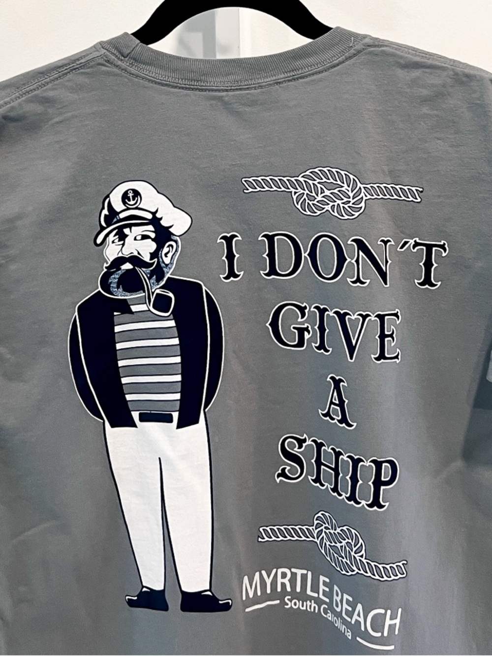 Gray I Don't Give a Ship Myrtle Beach Nautical Graphic Tee Shirt Adult Medium